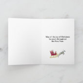 Vrolijk kerstfeest met santa in zijn slee feestdagen kaart (Binnen)
