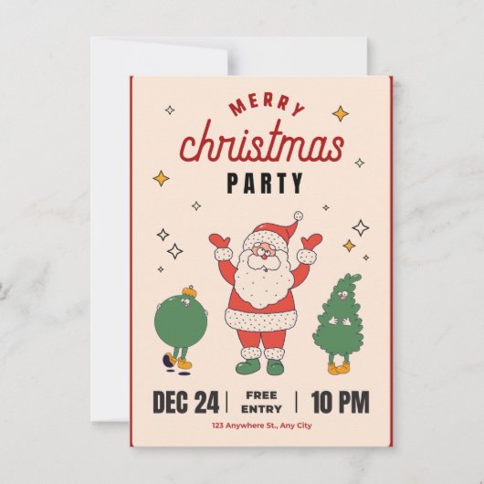 Vrolijk kerstfeest met Santa Invitation Kaart (Voorkant)