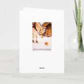 Vrolijk kerstfeest met schattig paard en konijn in feestdagen kaart (Achterkant)