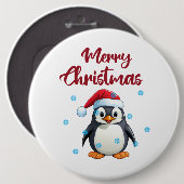 "Vrolijk kerstfeest" met Schattigee pinguïn Ronde Button 6,0 Cm (Voorkant /achterkant)