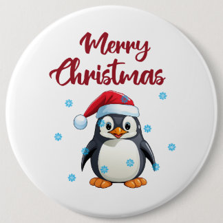 "Vrolijk kerstfeest" met Schattigee pinguïn Ronde Button 6,0 Cm