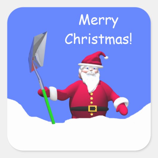 Vrolijk kerstfeest met schoppen vierkante sticker (Voorkant)