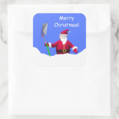 Vrolijk kerstfeest met schoppen vierkante sticker (Tas)