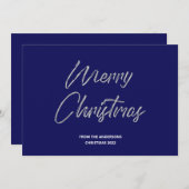 Vrolijk kerstfeest met Silver Foil en Blue Feestdagenkaart (Voorkant / Achterkant)