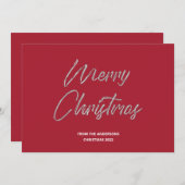 Vrolijk kerstfeest met Silver Foil en Red Feestdagenkaart (Voorkant / Achterkant)