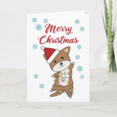 Vrolijk kerstfeest met sneeuw Winter Puppy Wauwau Kaart (Voorkant)