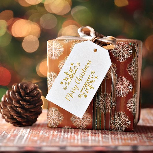 Vrolijk kerstfeest met sneeuwvlok cadeaulabel