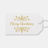 Vrolijk kerstfeest met sneeuwvlok cadeaulabel (Voorkant (Horizontaal))