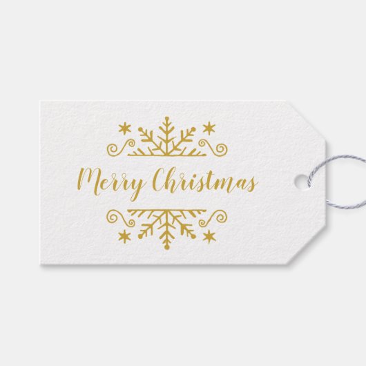 Vrolijk kerstfeest met sneeuwvlok cadeaulabel (Voorkant (Horizontaal))