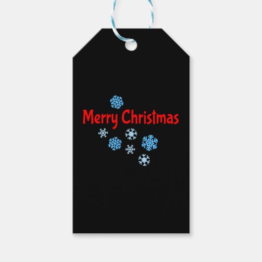 Vrolijk kerstfeest met sneeuwvlokken cadeaulabel (Voorkant)