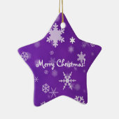 Vrolijk kerstfeest met sneeuwvlokken keramisch ornament (Rechts)