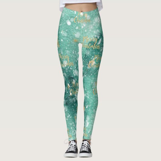 Vrolijk kerstfeest met sneeuwvlokken leggings (Voorkant)