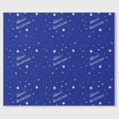 Vrolijk kerstfeest met sneeuwvlokken op blauw cade cadeaupapier (Vlak)