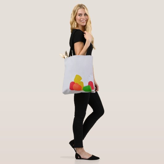 Vrolijk kerstfeest met Snoep druppels Tote Bag (Op model)