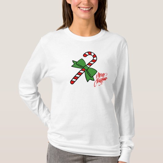 Vrolijk kerstfeest met snoepriet t-shirt (Voorkant)