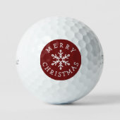 Vrolijk kerstfeest met Snowflake op Deep Dark Red Golfballen (Voorkant)