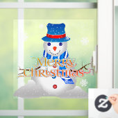 Vrolijk kerstfeest met Snowman en Snowflakes Raamsticker (Huis)