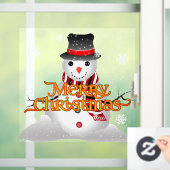 Vrolijk kerstfeest met Snowman en Snowflakes Raamsticker (Huis)
