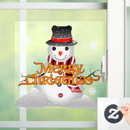 Vrolijk kerstfeest met Snowman en Snowflakes Raamsticker (Huis)