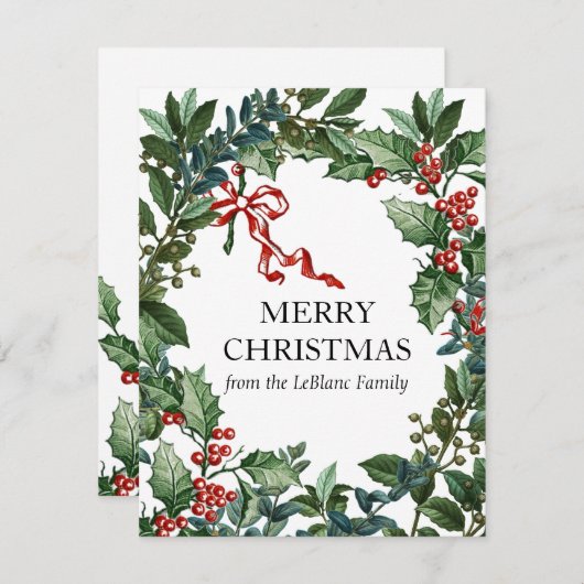 Vrolijk kerstfeest met speciaal aangepast Rode Bow Feestdagenkaart (Voorkant / Achterkant)