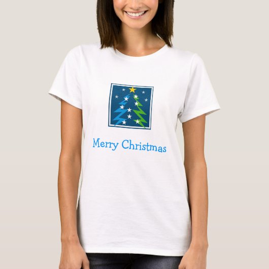 Vrolijk kerstfeest met sterren t-shirt (Voorkant)
