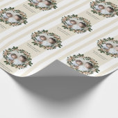 Vrolijk kerstfeest met Stripes en foto's Cadeaupapier (Hoek)