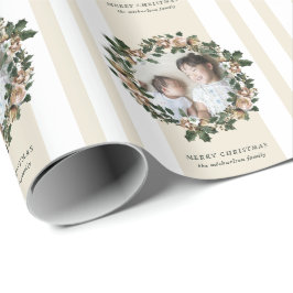 Vrolijk kerstfeest met Stripes en foto's Cadeaupapier