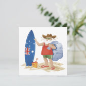 Vrolijk kerstfeest met surfplank feestdagenkaart (Staand voorkant)