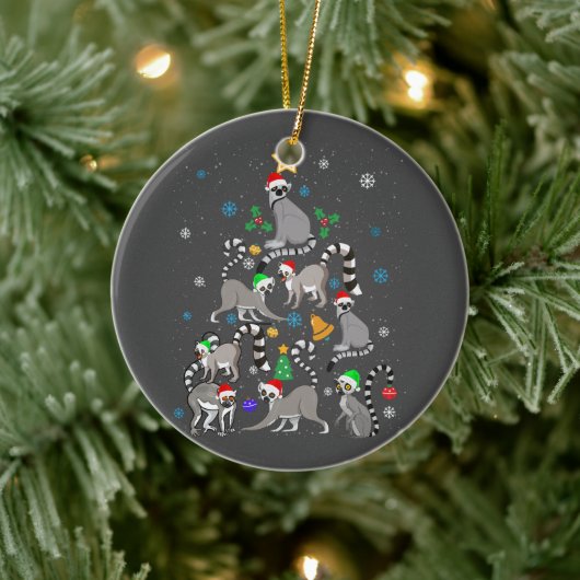 Vrolijk kerstfeest met T-shirt Lemur kerstboom Keramisch Ornament (Boom)