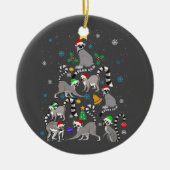 Vrolijk kerstfeest met T-shirt Lemur kerstboom Keramisch Ornament (Voorkant)