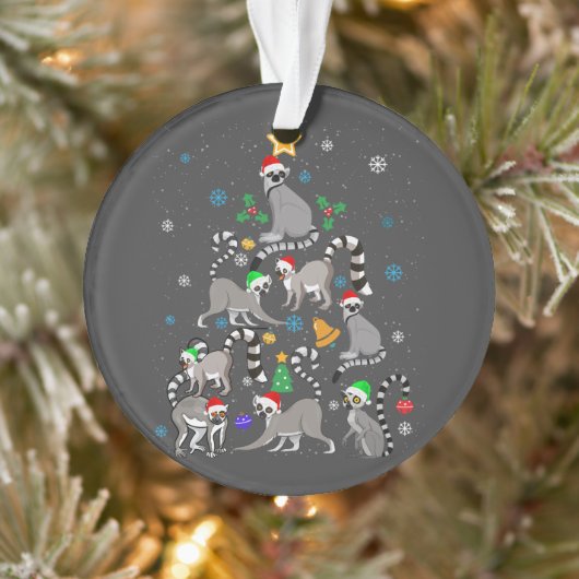 Vrolijk kerstfeest met T-shirt Lemur kerstboom Ornament (Boom)