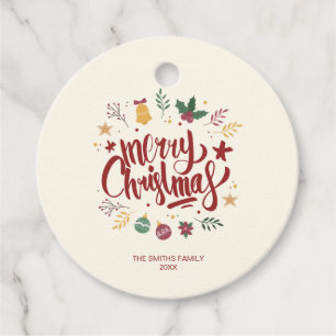 Vrolijk kerstfeest met tekst cadeautjes Labels