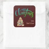 Vrolijk kerstfeest met Tree Personalized Sticker L (Tas)