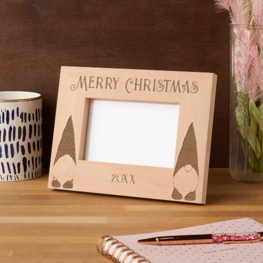 Vrolijk kerstfeest met twee kabouters gegraveerde lijstjes (Links)