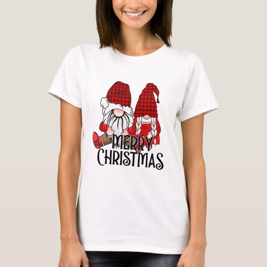 Vrolijk kerstfeest met twee schattige gnomen t-shirt (Voorkant)