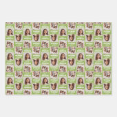 Vrolijk kerstfeest met twee vierkante foto's - roo inpakpapier vel (Voorkant 3)