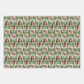 Vrolijk kerstfeest met twee vierkante foto's - roo inpakpapier vel (Voorkant 2)