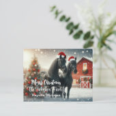 Vrolijk kerstfeest met twee zwarte paarden briefkaart (Staand voorkant)