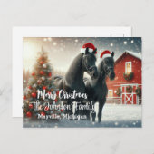 Vrolijk kerstfeest met twee zwarte paarden briefkaart (Voorkant / Achterkant)