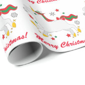 Vrolijk kerstfeest met Unicorn Cadeaupapier (Rol Hoek)