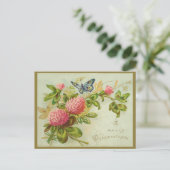 vrolijk kerstfeest met vlinder en bloemen briefkaart (Staand voorkant)