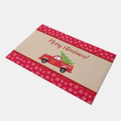 Vrolijk kerstfeest met vrachtwagen en boom, famili deurmat (Schuin)