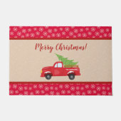 Vrolijk kerstfeest met vrachtwagen en boom, famili deurmat (Voorkant)