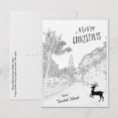 Vrolijk kerstfeest met vuurtoren van Sanibel Islan Feestdagenkaart (Voorkant / Achterkant)