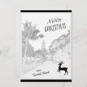 Vrolijk kerstfeest met vuurtoren van Sanibel Islan Feestdagenkaart (Voorkant / Achterkant)