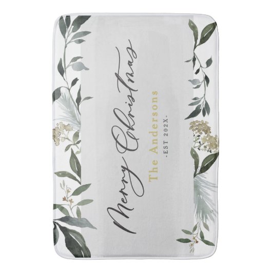 Vrolijk kerstfeest met waterverf badmat (Voorkant Verticaal)