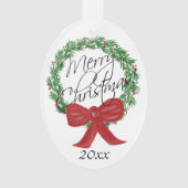 Vrolijk kerstfeest met Waterverf met foto op achte Ornament (voorkant)