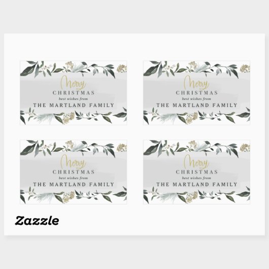 Vrolijk kerstfeest met waterverf rechthoekige sticker (Vel)