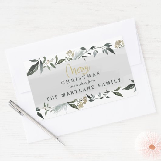 Vrolijk kerstfeest met waterverf rechthoekige sticker (Envelop)