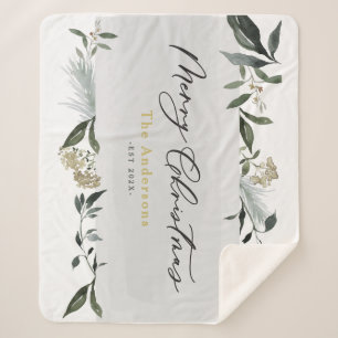 Vrolijk kerstfeest met waterverf sherpa deken